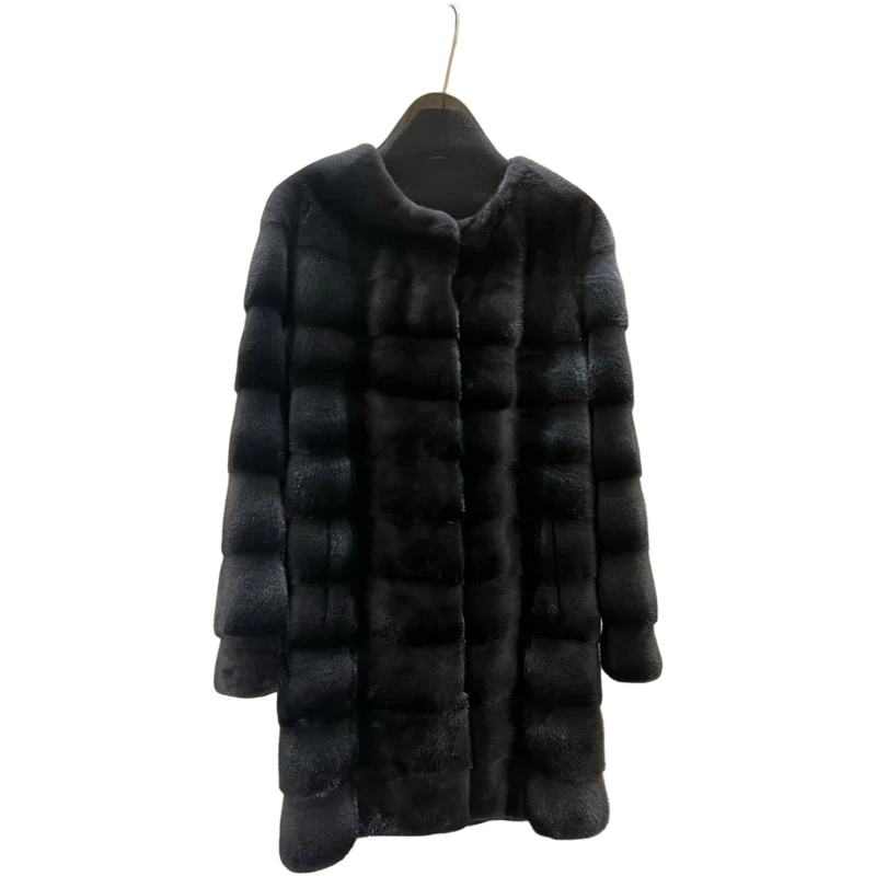 High Quality Imported Velvet Whole Mink Coat Mink Fur Long Black Fashion Fur Women's New Coat Mink Fur Coat 100% Velvet Mink