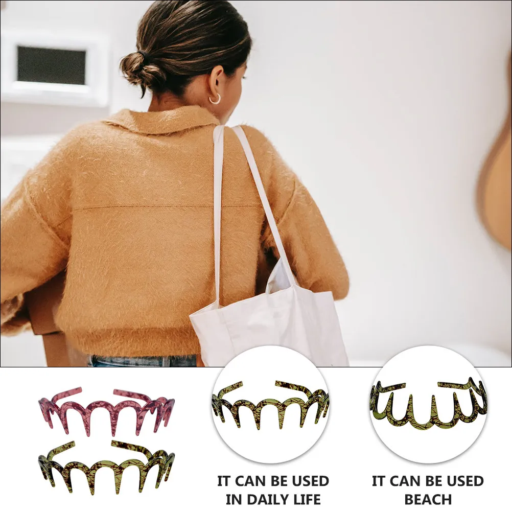 2Pcs Hard Plastic Toothed Headband Keeps Hair in Place on Head Ideal for Vacation Party Photography Sports Leisure Daily Wear