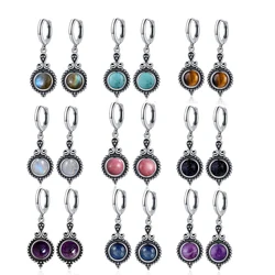 New Elegant Natural Kyanite 925 Sterling Silver Drop Earrings for Women Vintage Jewelry Wedding Engagement Hoop Earrings Gifts