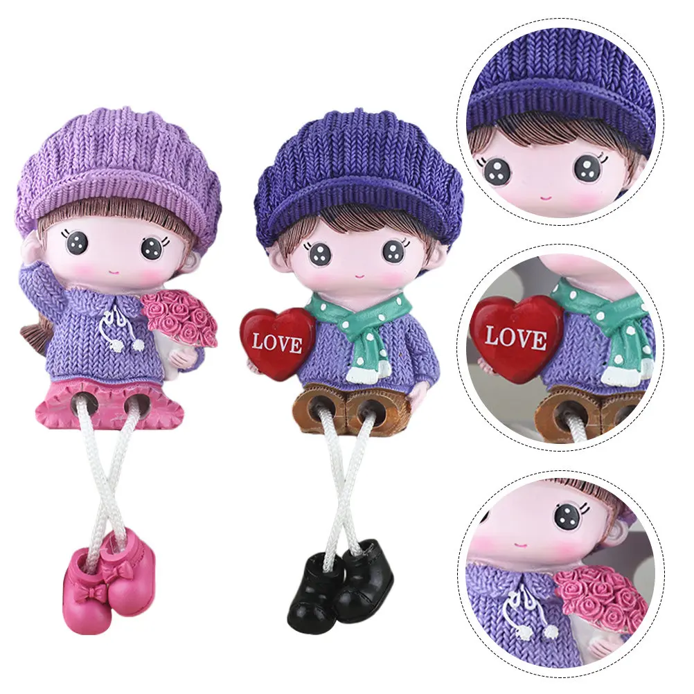 2Pcs Handcrafted Couple Resin Decorations Prime Material Resistant to Extreme Temperatures Adorable Stylish Household Desktop