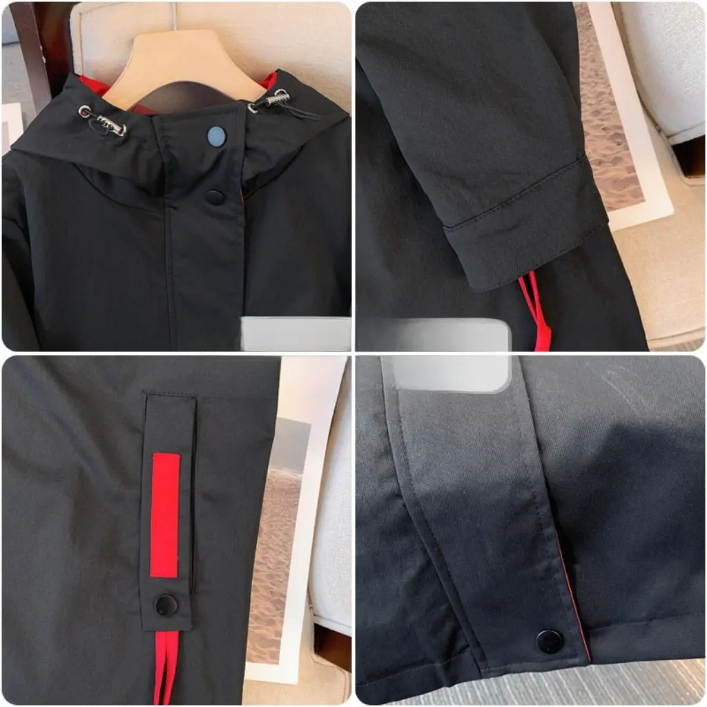 Giacca a vento con cappuccio da donna taglie forti 60-175 kg Capispalla casual rustico lungo autunno/inverno