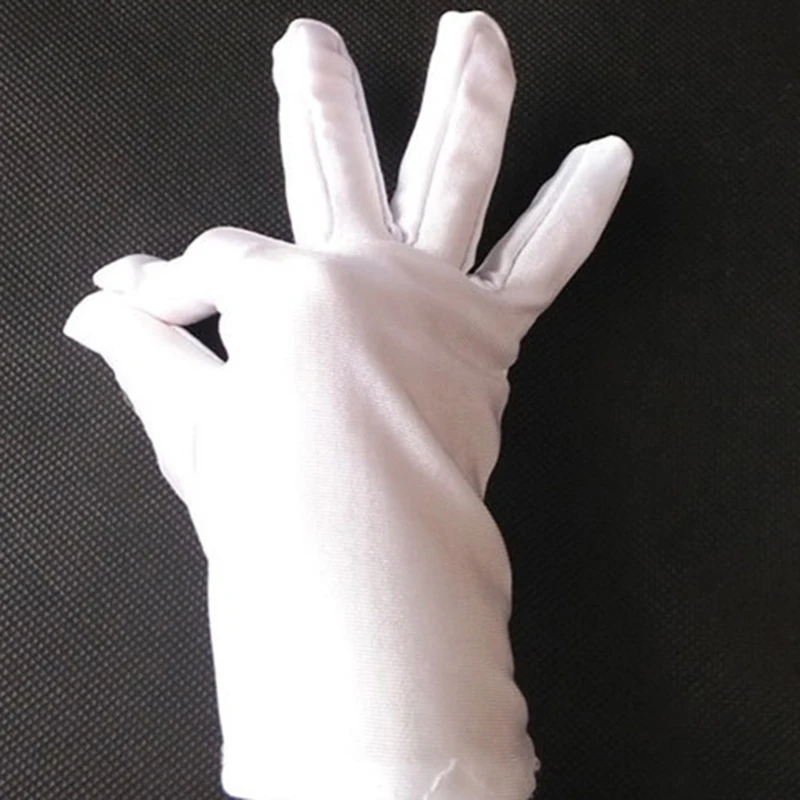 652F Kids White Gloves for Primary School Boys and Girls Spandex Elastic White Dancing Gloves for Dress Performance