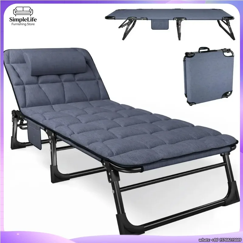 

Складной шезлонг для улицы с регулируемой спинкой в 4 положениях, портативный, для сада, пляжа, бассейна