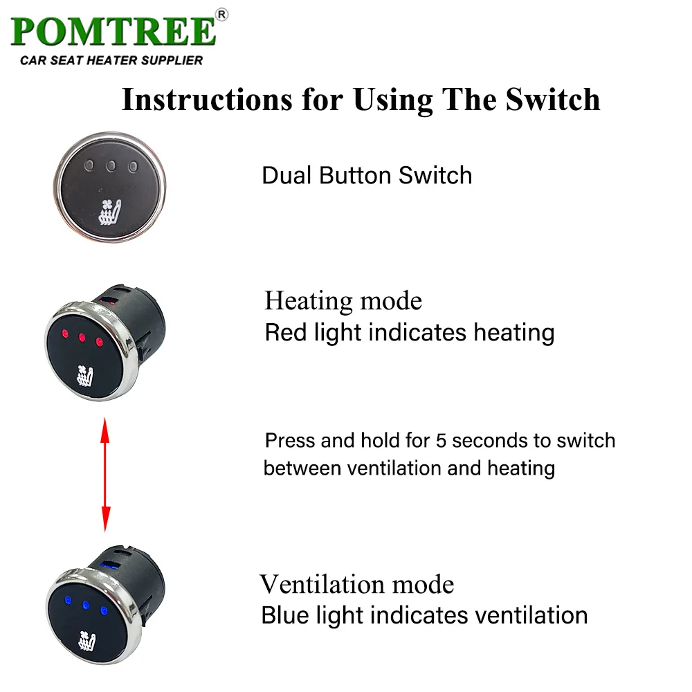 Built-in Universal Model Car Seat Ventilation And Heating System Kit Fit 1 Seat,With 3-level Circular Switch & Vsentilation Fans