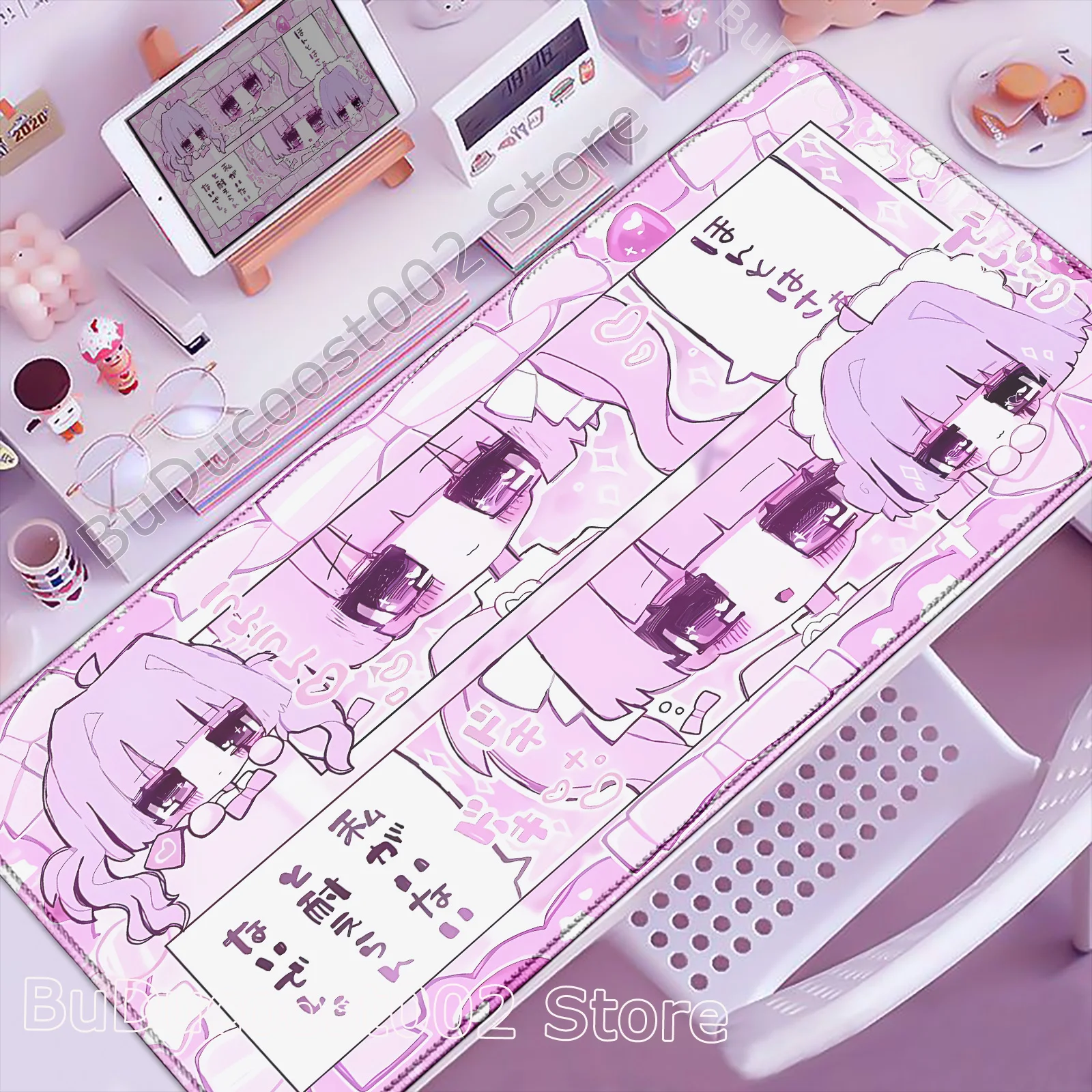 

New Cartoon Pink Girl Mouse Pad Kawaii Anime Girl Computer Keyboard Mousepad Gamer Large Non-Slip Mouse Mat Cute Rubber Desk Mat