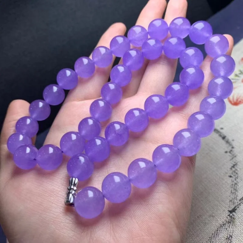 Certified Natural Ice purple Myanmar Beads Jade jadeite NecklacesPendants 14MM