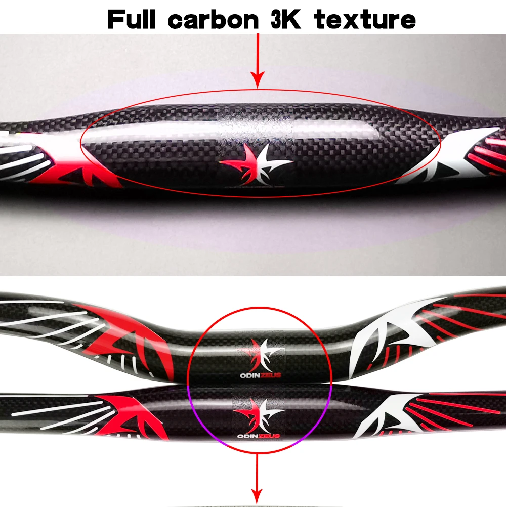 Odinzeus new all carbon fiber multi size mountain bike handlebars 31.8 * 580/600/620/640/660/680/700/720/740mm