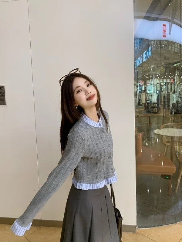 ay Strickjacke Dr. Damen 2025, neuer Frühherbst, koreanischer Stil, ganzes Set, College Sle Faionable Ensemble