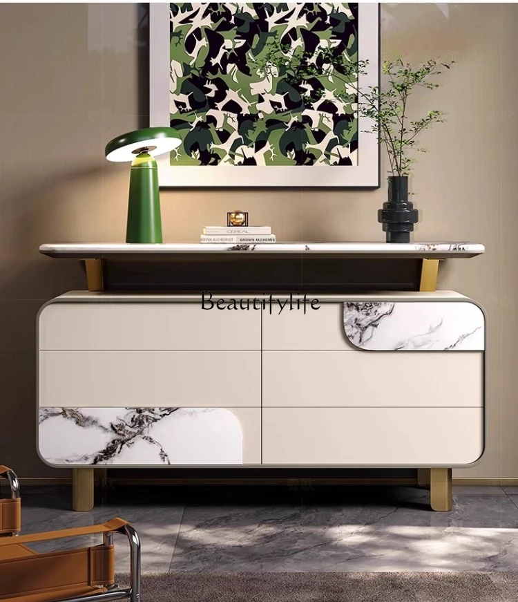 

03.American light luxury dining side cabinet Italian living room bedroom storage advanced entrance cabinet