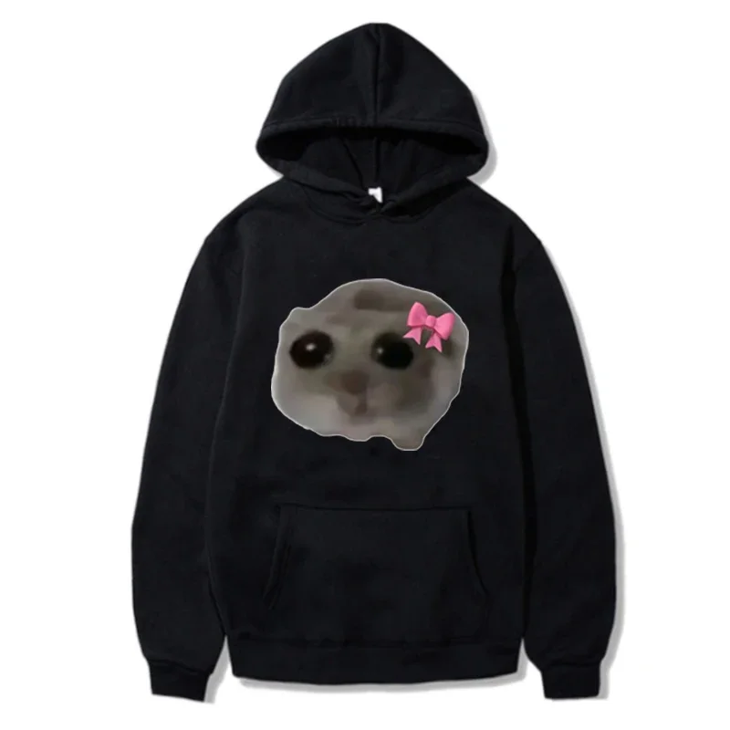 

Funny Sad Hamster Meme Crying Big Eyes Cute Mouse Hoodie,Fashion Kawaii Sweatshirt for Men Women,Sad Hamster,Harajuku Streetwear