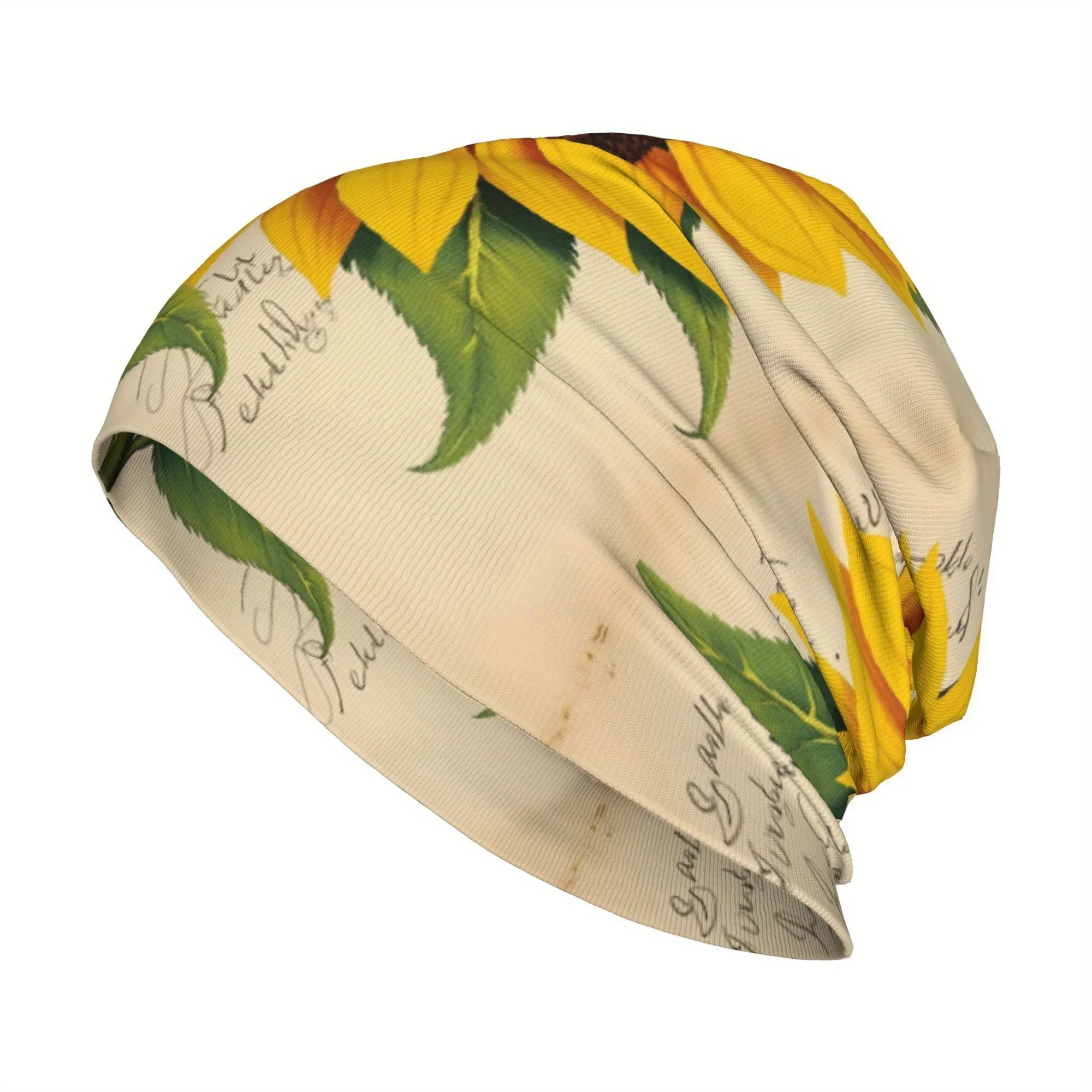 Custom Sunflower with A Yellow Bird Perched On It Bonnet Homme Fashion Thin Hat Skullies Beanies Caps for Men Women Novelty Hats