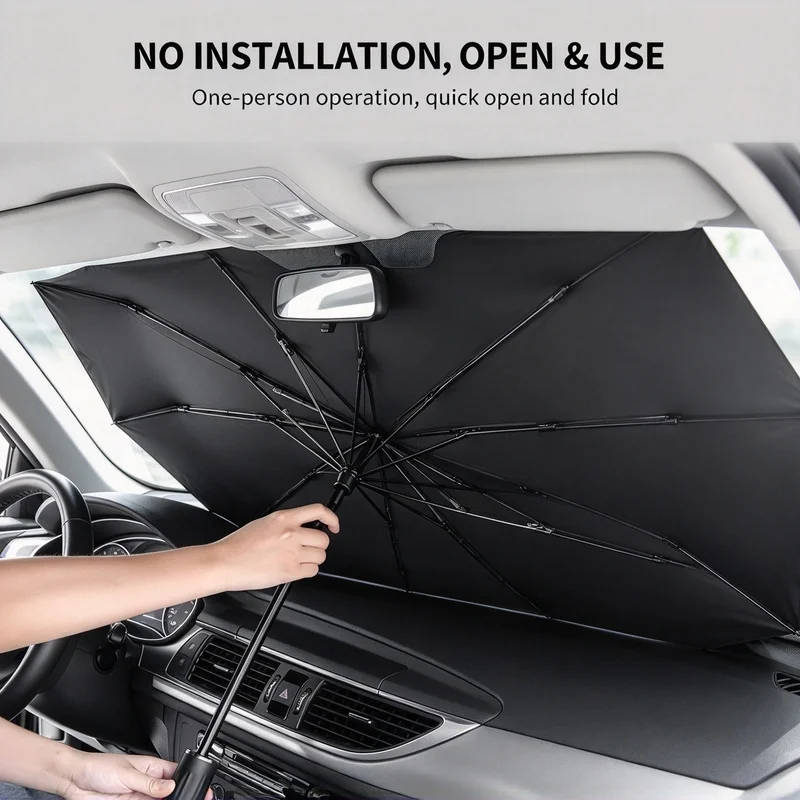 Foldable Retractable Windshield Sun Shade, Heat Insulation Car Sun Visor, Block UV Rays for Auto Travel & Parking