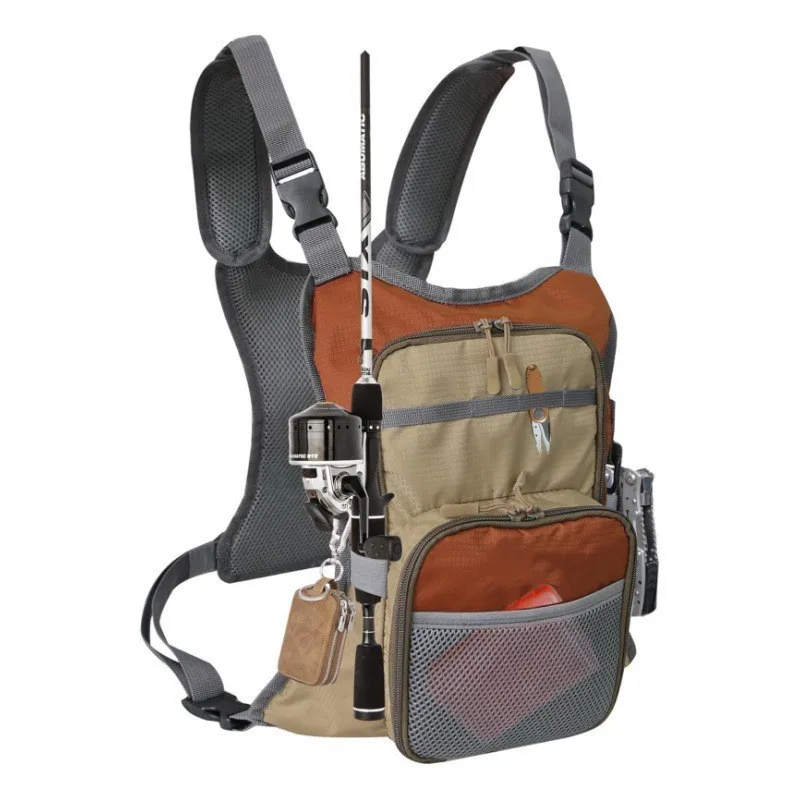 Cross-border multi-functional durable fishing chest bag outdoor large-capacity fishing vest storage bag lightweight