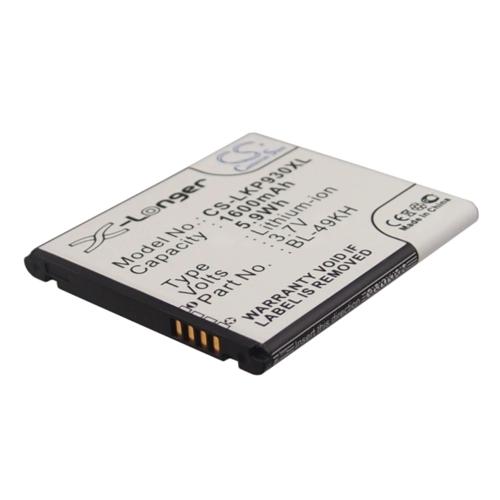 

Li-ion Mobile, SmartPhone Battery for Verizon, 3.7V, 1600mAh, Compatible Models: LU6200, Nitro HD, Optimus LTE, P930, SU640
