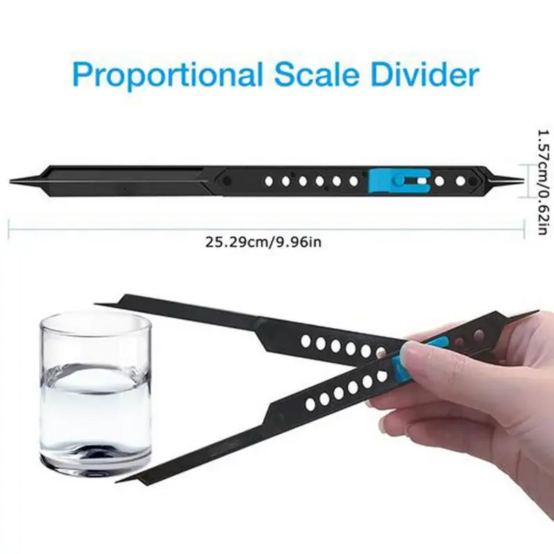 10 Inch Artist Proportional Scale Ruler Architect Divider Drawing Tool for Scale Value Finder, Color Wheel & Artist View Catcher