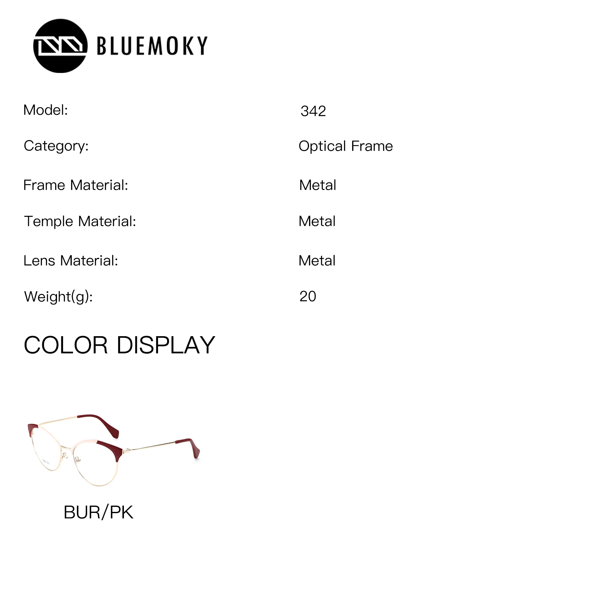 BLUEMOKY M Size Cat Eye Correction Eyeglasses with Prescription Women Metal Photochromic Anti Blue Light Graduated Woman Glasses