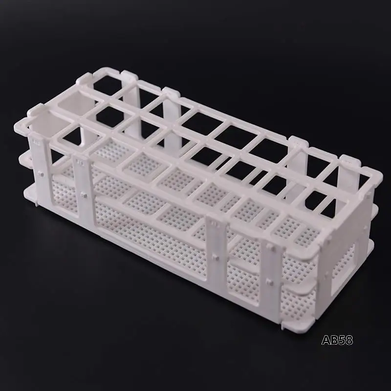 8Pcs Plastic Test Tube Rack 24 Holes Lab Test Tube Rack Holder For 25Mm Test Tubes, Detachable, White