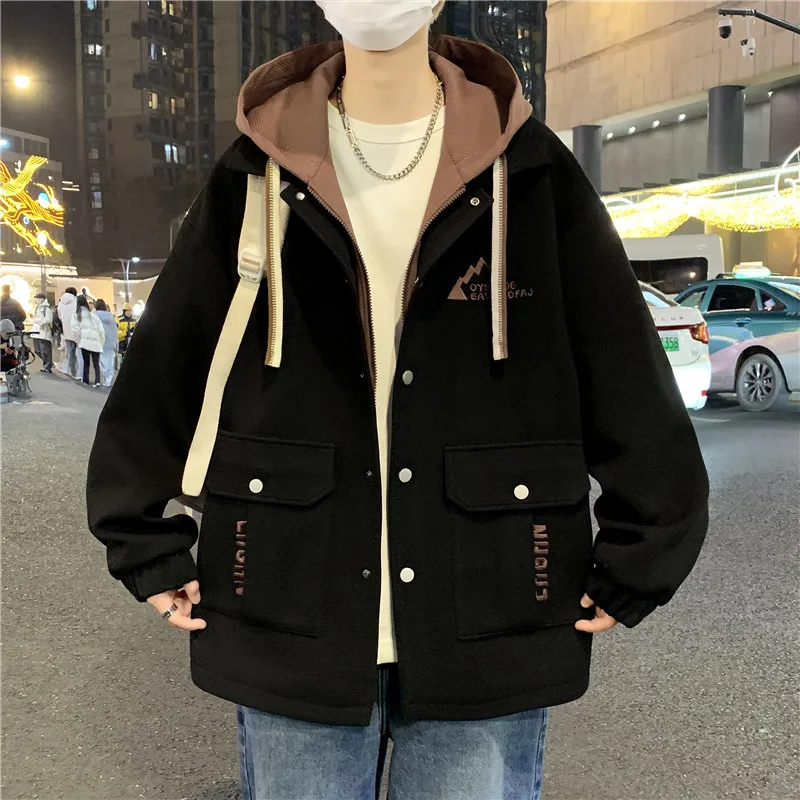 New Men's Casual Fashion Windbreaker Jackets Men Outdoor Hooded Jacket Waterproof Soft Shell Coat Clothing Warm Plus Size Tops