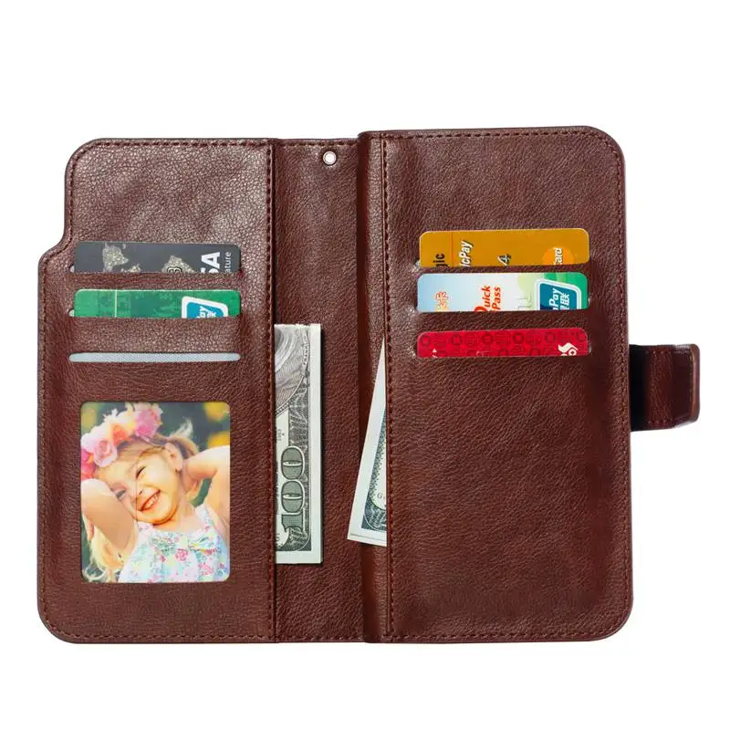 Dwuwarstwowe etui z klapką na 9 kart do iPhone'a 15 14 13 12 11 Pro Max 14 Pro 14 Plus XR XS MAX 6 7 8 Plus SE — zdjęcie produktu 5