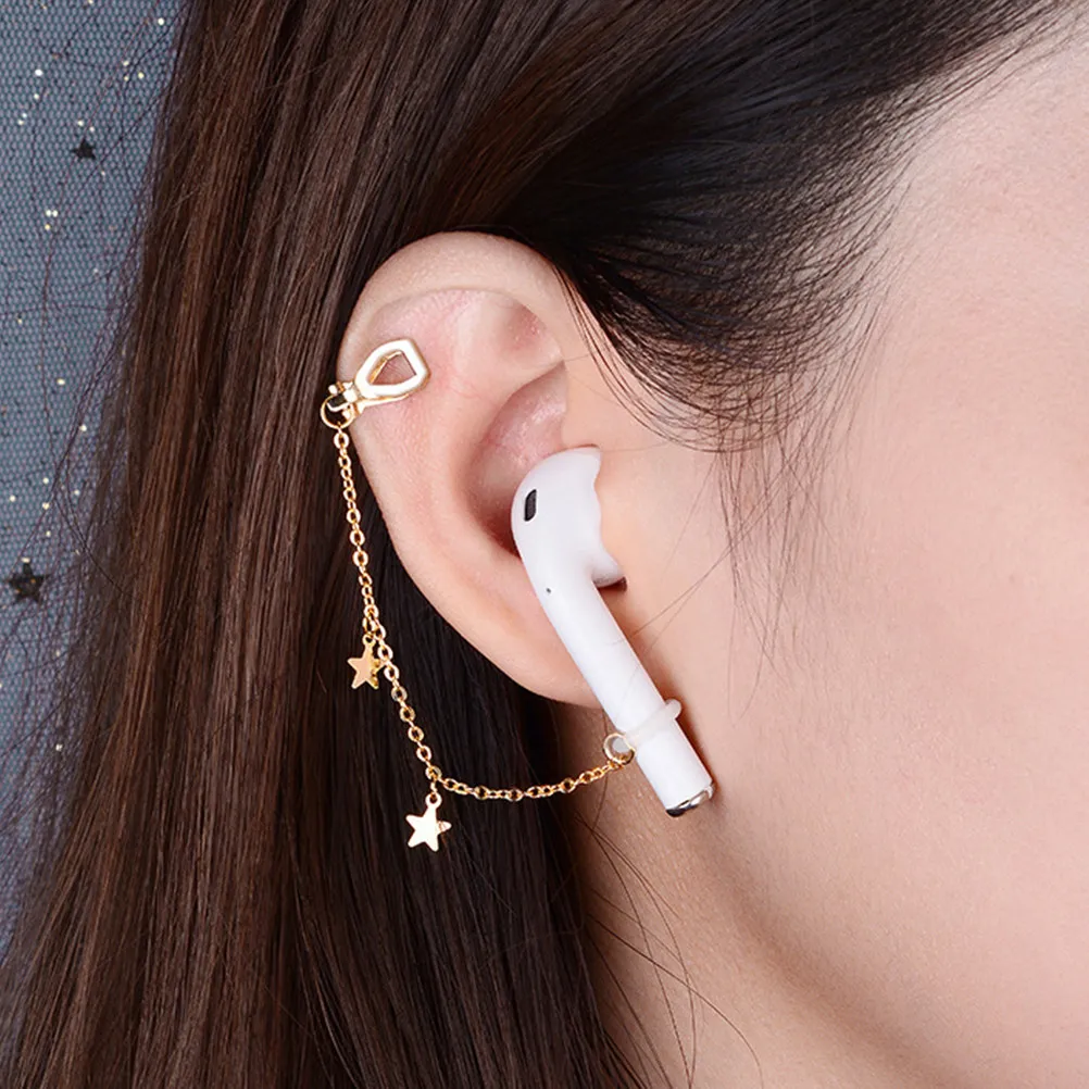 1Pair Earphone Earring Straps Anti-Lost Ear Line for Wireless Earbuds Titanium Steel Material Stylish Exquisite Ear Decor