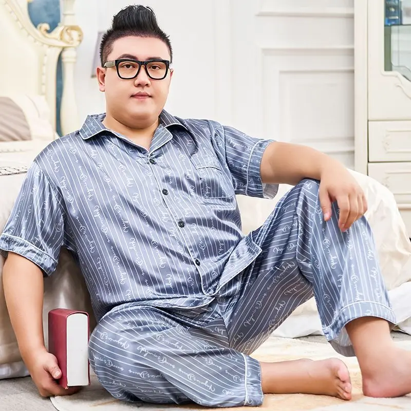 Pyjama d'été grande taille pour homme, pantalon à manches courtes, grand imbibé, simple et confortable, glace, 200 livres, 300 livres