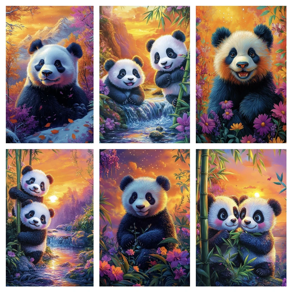 

Panda 5D Diamond Drawing Animal Cartoon DIY Suitable for Beginners Rhinestone Mosaic Moon Embroidery Home Decoration