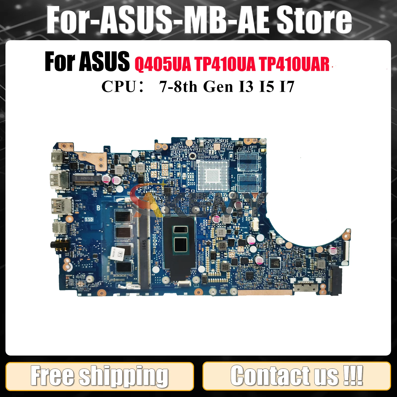 

TP410UA Laptop Motherboard For ASUS TP410UF TP410UQ TP410URR TP410UAR TP410U Q405UA TP410UR Mainboard With I3 I5 I7 CPU tests OK