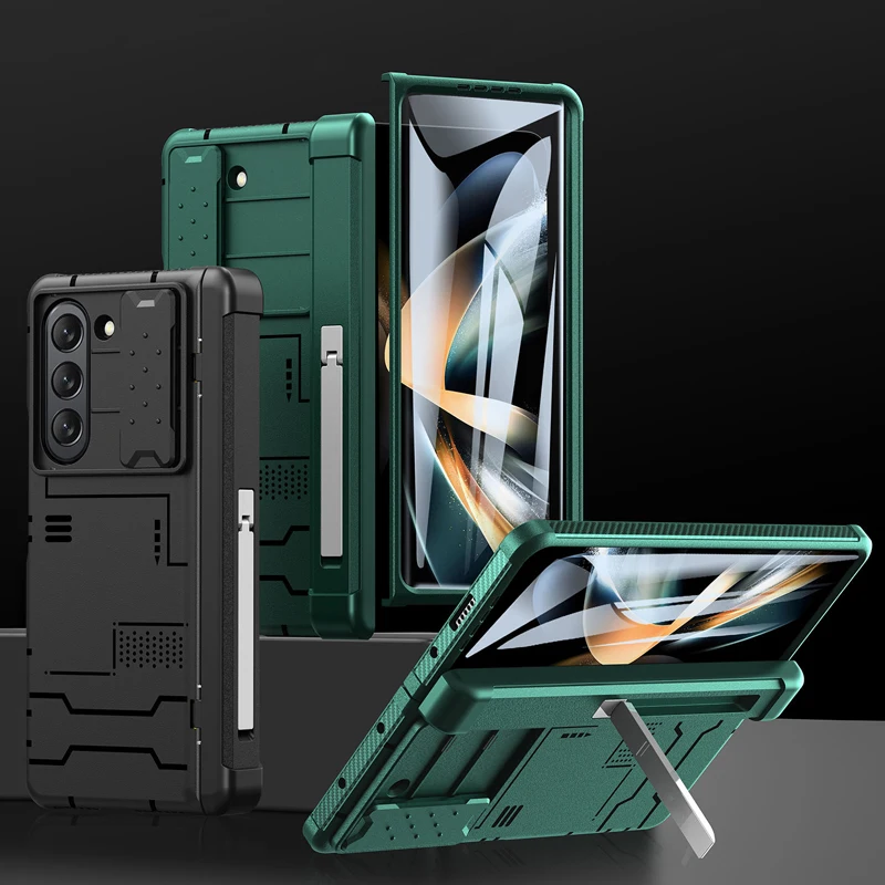 

Чехол GKK для Samsung Galaxy Z Fold 5, сверхпрочный Противоскользящий чехол с откидной подставкой для камеры Galaxy Z Fold 5 с ПЭТ-пленкой