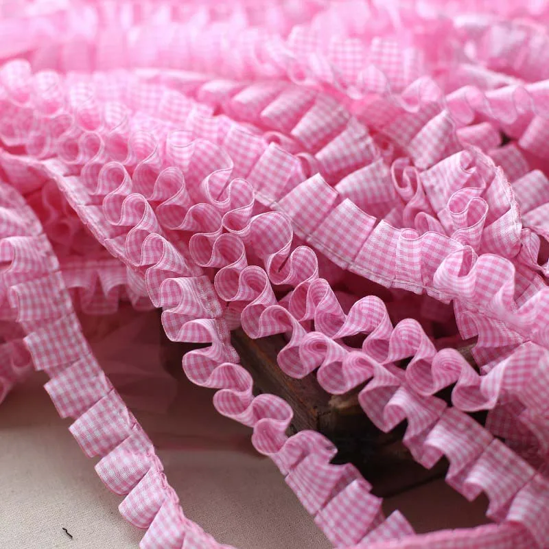 

20Yards Ruffle Pleated Trim Dress Bag Decoration Tulle Embroidery Pearl Beaded Lace Trimming Craft Sewing Edging