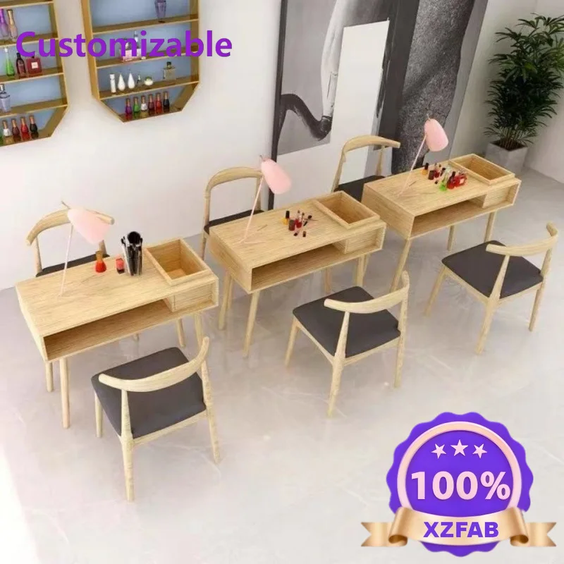 Factory Direct 2026 Solid wood manicure table Vacuum cleaner Inlaid Japanese single manicure table Small Internet celebrity mani