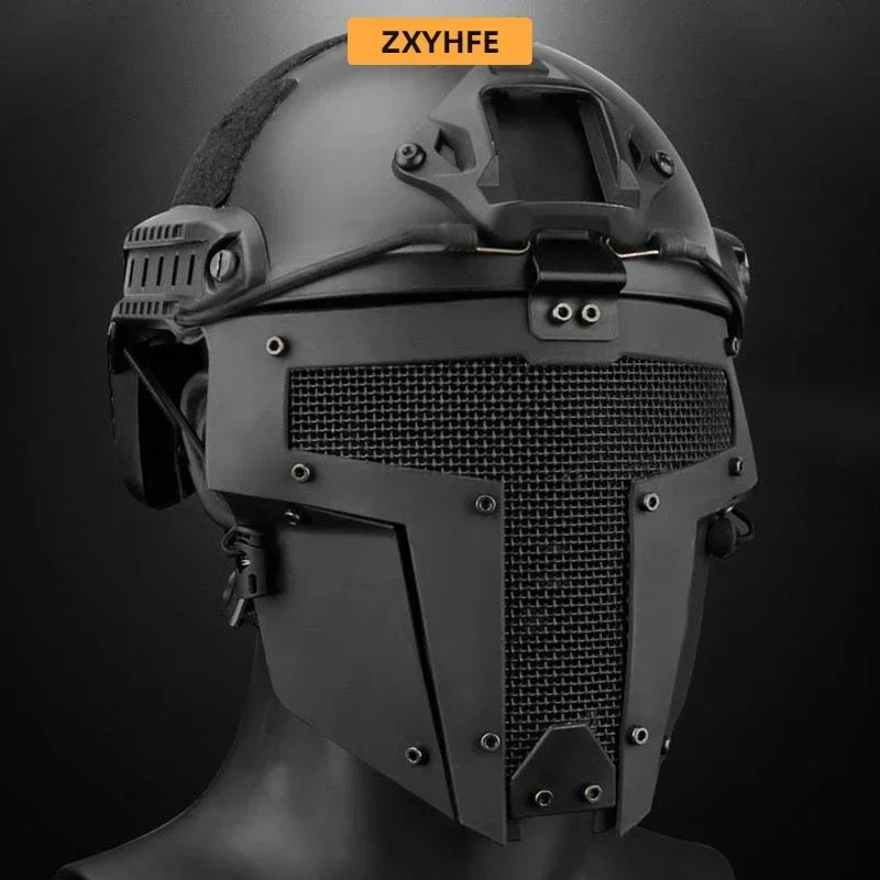 Zzyfe máscaras táticas de caça airsoft meia face malha de aço de baixo carbono confortável tiro wargame ao ar livre acessórios de paintball