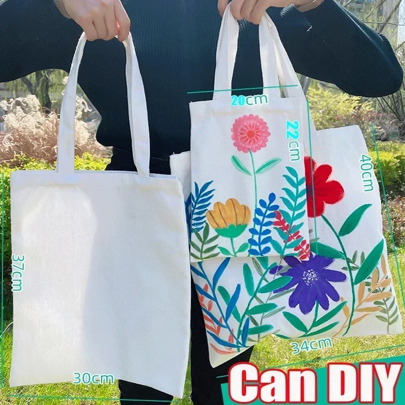 Bolsos de hombro informales de gran capacidad, bolso de lona para compras, tela de algodón EcoTote a la moda, bolsos de lino reutilizables DIY para