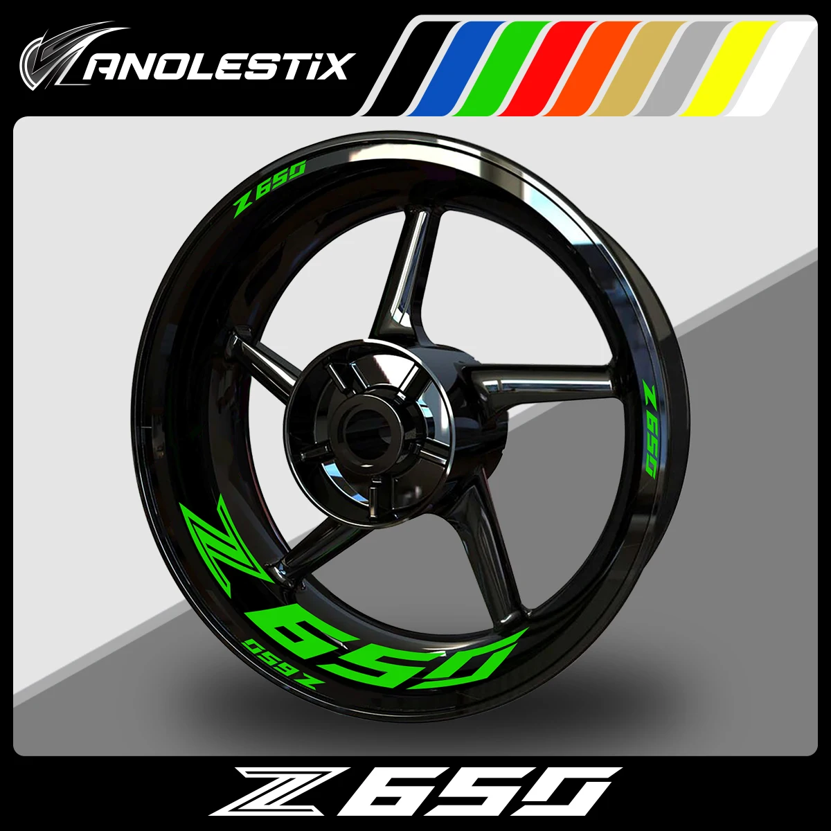 AnoleStix Reflective Motorcycle Wheel Sticker Hub Decal Rim Stripe Tape For Kawasaki Z650 2017 2018 2019 2020 2021 2020 2023