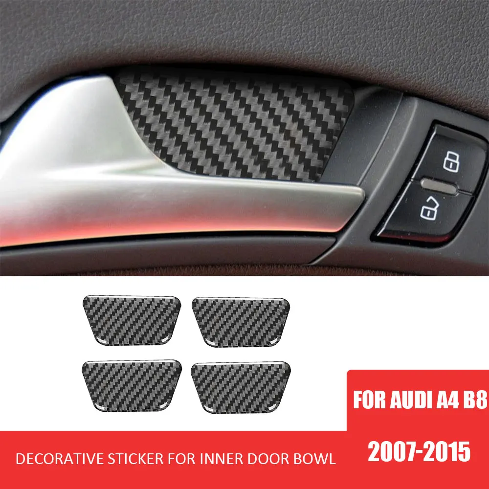 

4pcs for Audi A4 B8 2007-2015 Car Inner Door Bowl Decoration Cover Trim Stickers Decal Carbon Fiber Auto Interior Accessories