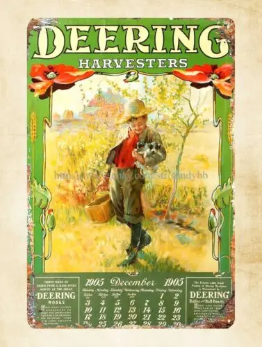 decorative metal plaques 1905 Deering Harvesters metal tin sign sign