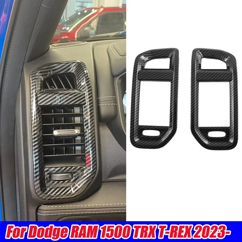 1Pair Dashboard Front Side Air Vent Trim Cover For Dodge RAM 1500 TRX T-REX 2023- Parts Car Interior Air Outlet Frame Stickers