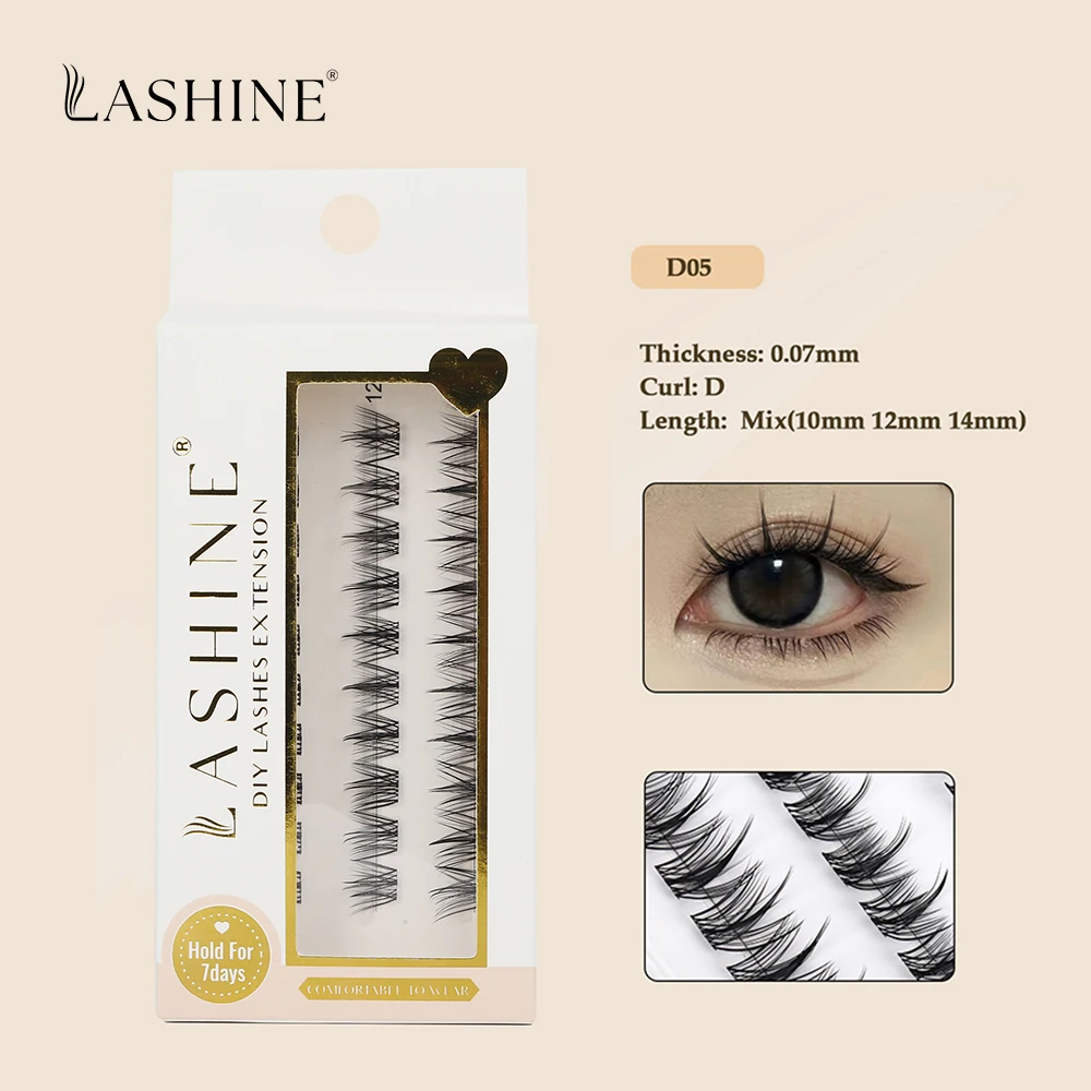 Lashine Cluster Lashes Fai da te Segmentato Naturale D Curl Individuale Daux Ciglia di visone Forniture per il trucco a casa