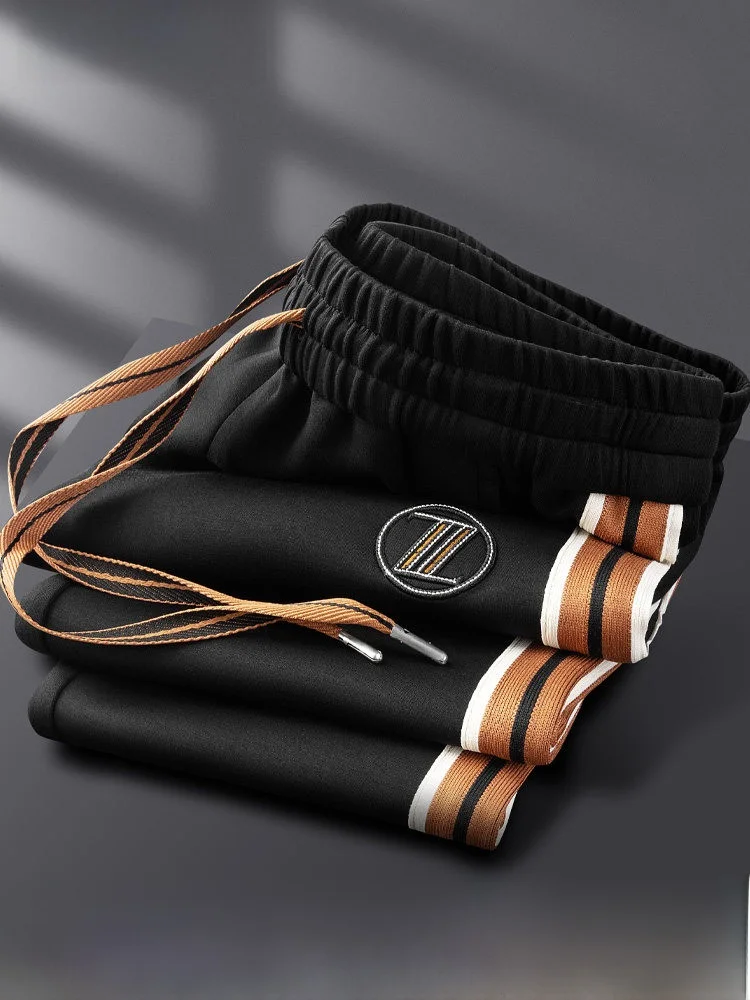

Autumn Winter Thi Modal Space Cotton Sweatpants Men Straight Leg Embroidered Side Tape Casual Sports Pants Youth Faion
