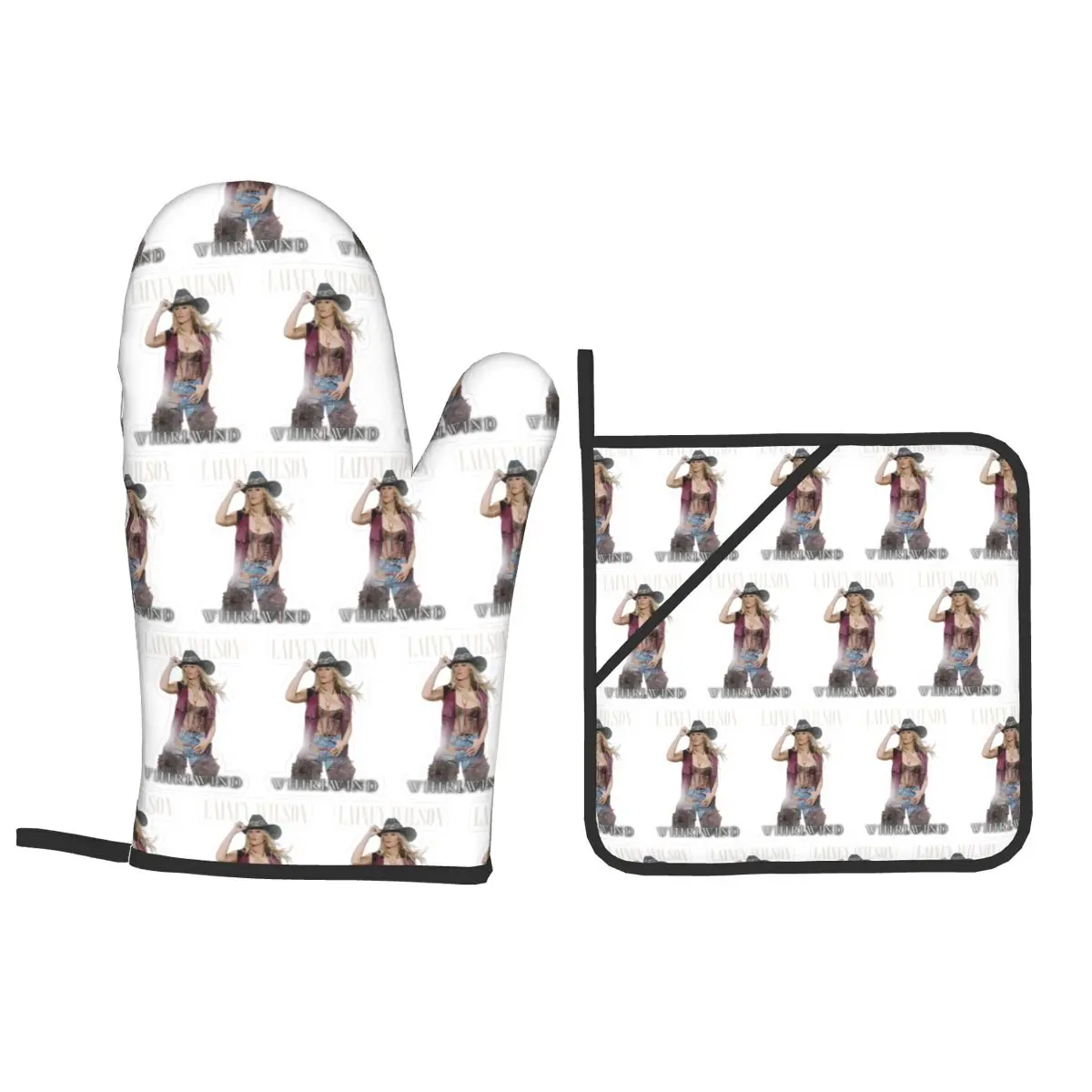 Lainey Wilson - Country's Cool Again Portrait Oven Mitts and Pot Holder Sets of 4 for Baking Cooking  Resistant Non-Slip Gloves