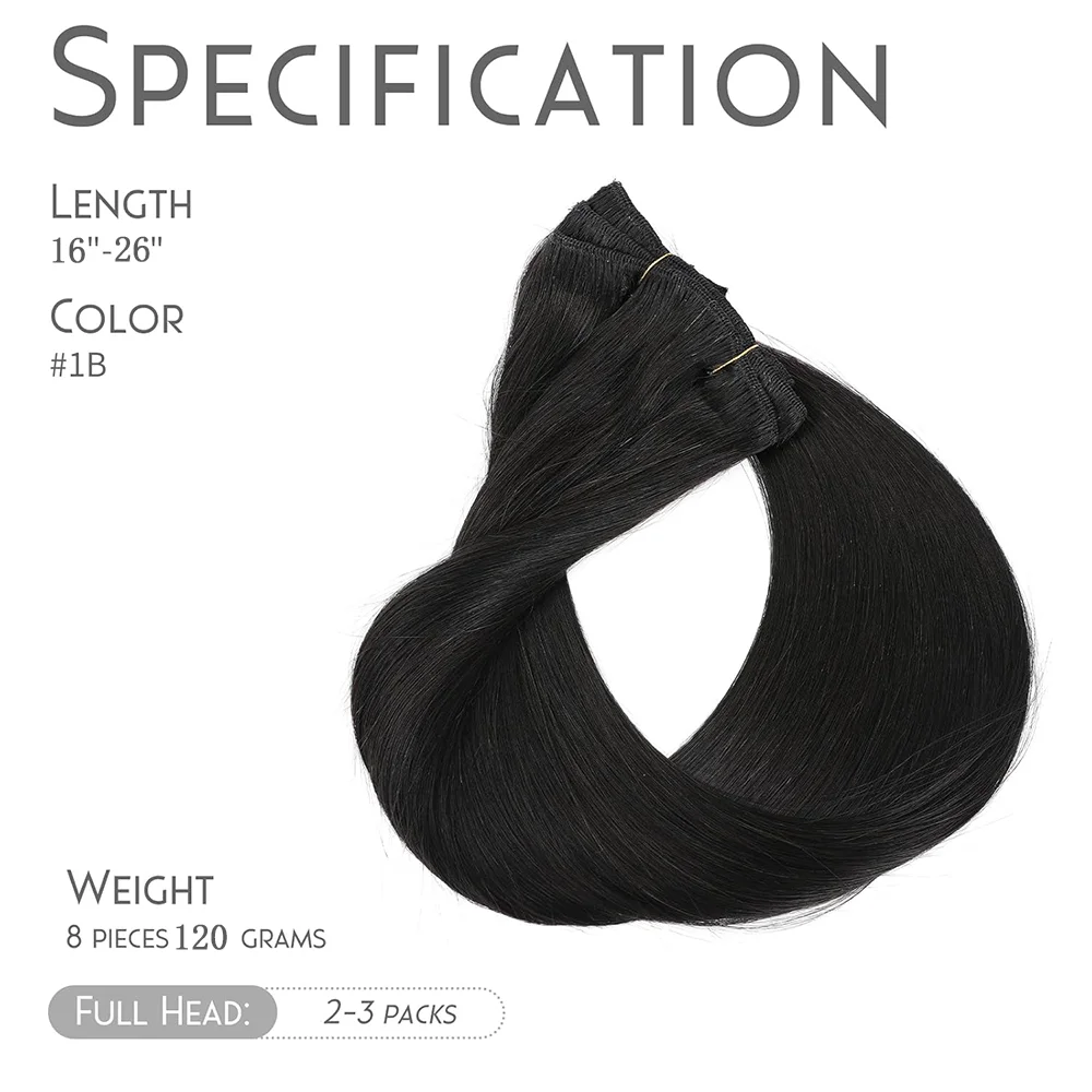 Rechte Clip In Hair Extensions Menselijk Haar Natuurlijke Zwarte Kleur Braziliaanse Hair Extensions Echt Menselijk Haar 16-26 Inch Voor Vrouw