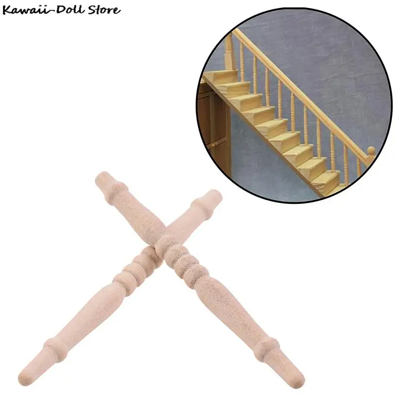 4/12Pcs DIY 6cm Spindles Balusters Wooden Dollhouse Miniature 1/12 Scale Stair Railing Furniture Toys