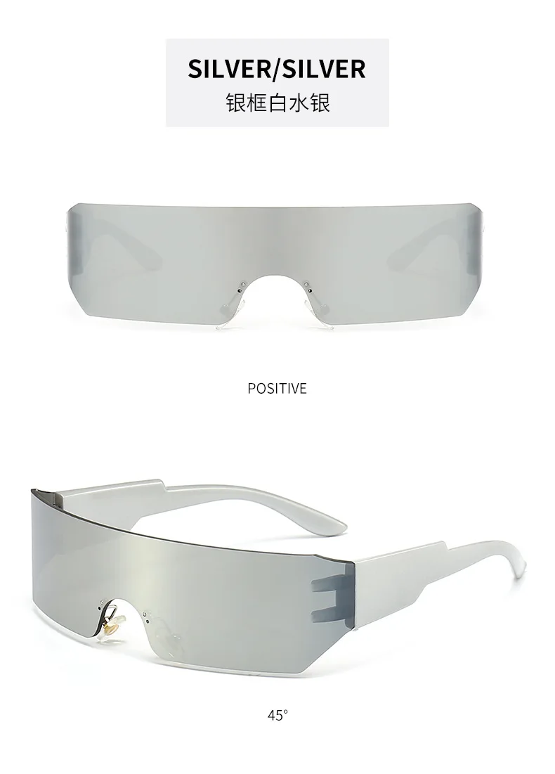 Steampunk Y2K Sonnenbrille für Damen und Herren, quadratisch, einteilig, Wrap-Around-Sonnenbrille, modische Sonnenbrille mit großem Rahmen für Damen und Herren – Detail 12