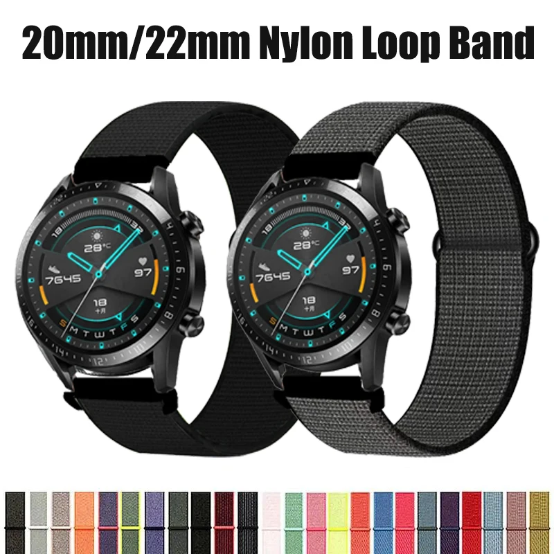 

Nylon Loop Band For Samsung Galaxy Watch 7 6 classic/5 Pro/active 2/3/Gear S3 20mm/22mm Bracelet Huawei watch GT 2e 3 pro strap