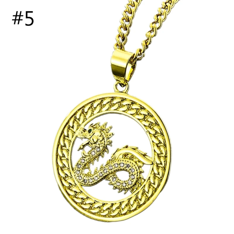 Vintage Dragon Year Necklace Chinese Traditional Culture Inspired Pendant Neckchains Unique Charm Neck Jewelry Ornament