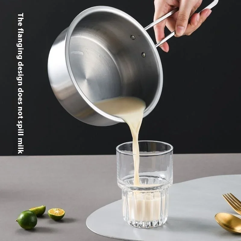Instant Nodle Pot 18cm Stainless Steel Ramen Cooker with Handle Kimchi Soup Pot Kitchen Cookware Small Pots for Cooking Soup