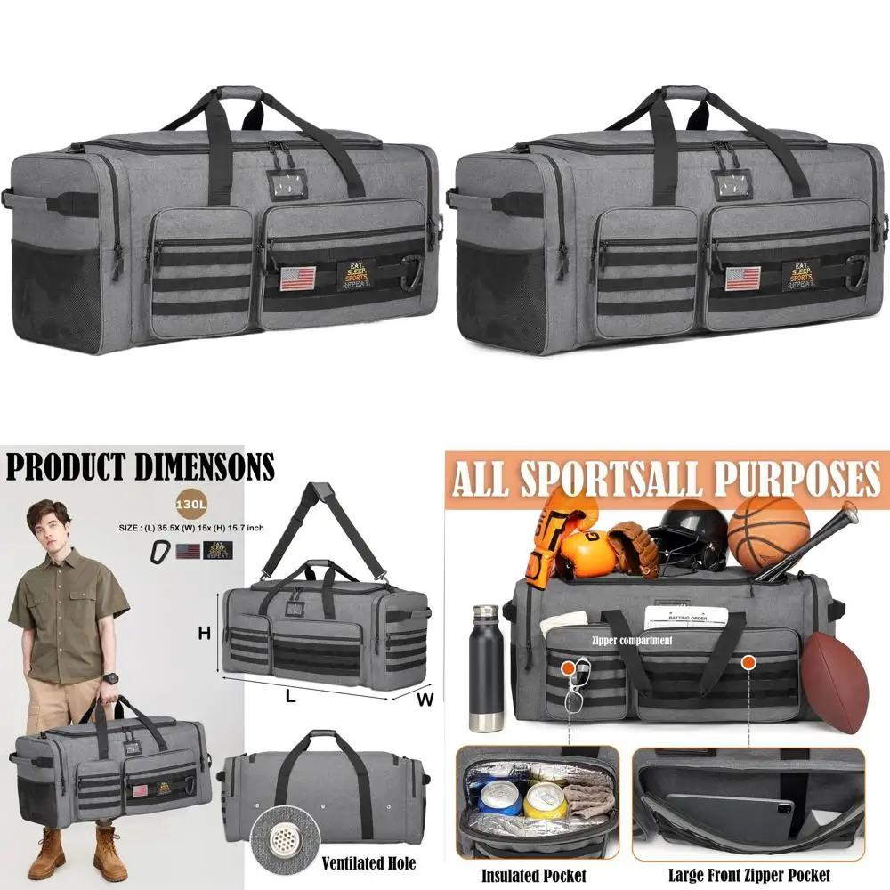 

Large Heavy-Duty Travel Duffel Bag for Men - Ideal for Sports Gear and Team Training