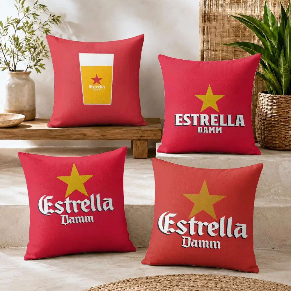 E-Estrella DammS Wine Cushion Cover Natural Linen Organic Fabric Double-Sided Printing Breathable For Decor