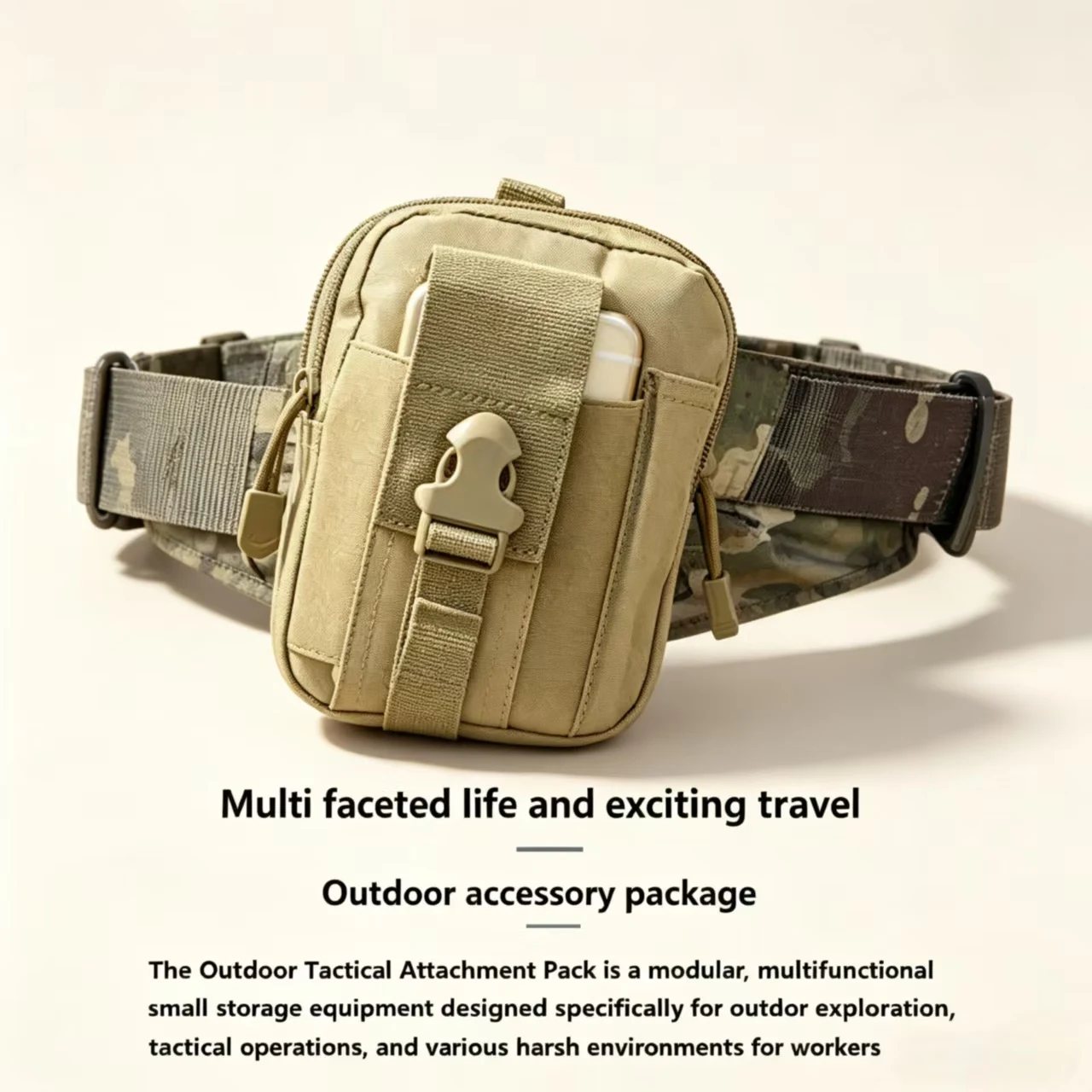 Bolsa Táctica MOLLE para Cintura, Tela Oxford 600D, Bolsa de Cinturón EDC, Multicapa, para Teléfono Móvil, Camping, Caza, Senderismo