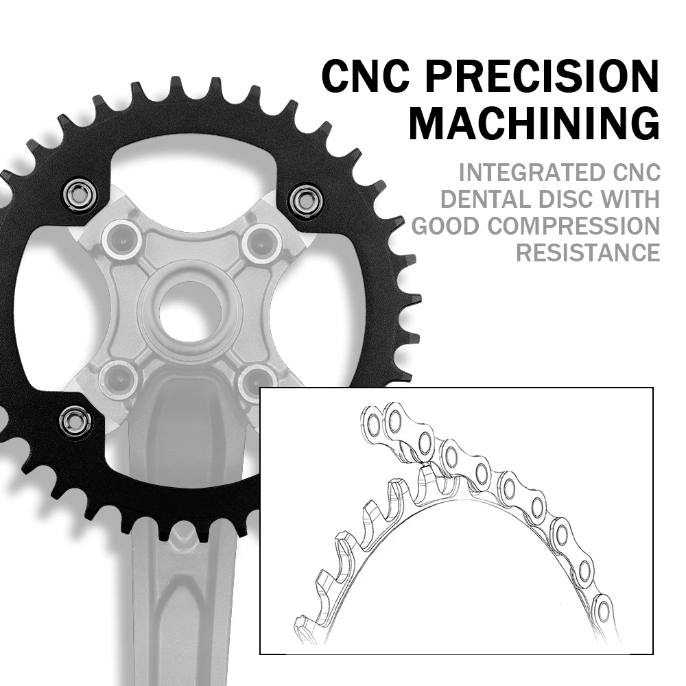 ALLTOO Bike Part Bafang 104BCD Motor 32T/34T/36T/38T Crankset Chainring Bicycle Chainwheel Round Shape Narrow Wide Single Plate view 2