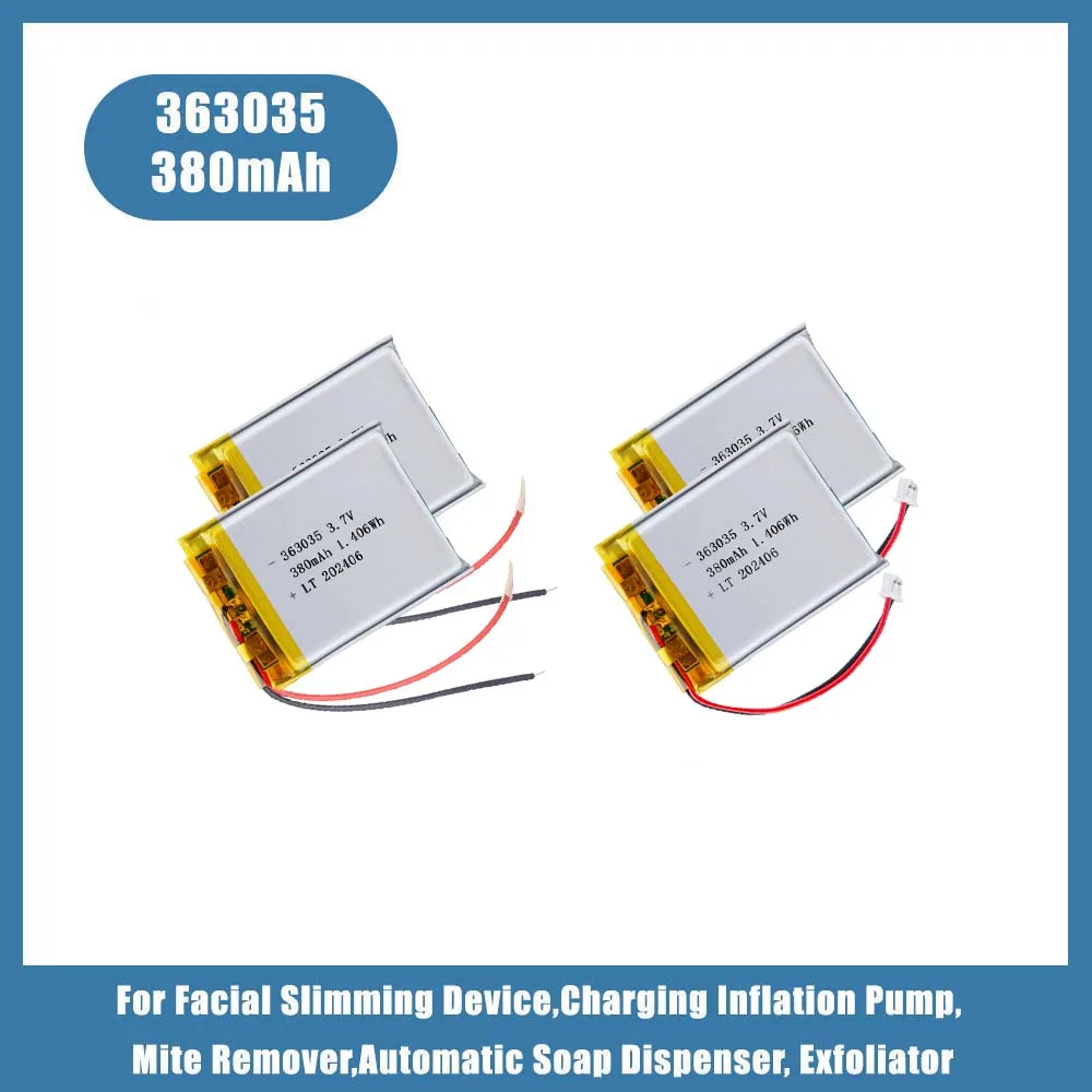 Batterie au lithium polymère 3.7V 380mAh 363035 pour humidificateurs, appareils de navigation GPS, localisateur portable intelligent, pistolet de fascia, éliminateur d'acariens